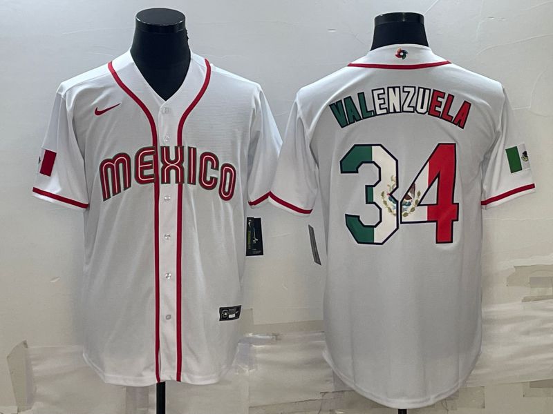 Men 2023 World Cub Mexico #34 Valenzuela White Nike MLB Jersey5